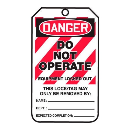 Accuform Accuform Lockout Tag, Danger Do Not Operate, HS-Laminate, 25/Pack MLT405LTP
